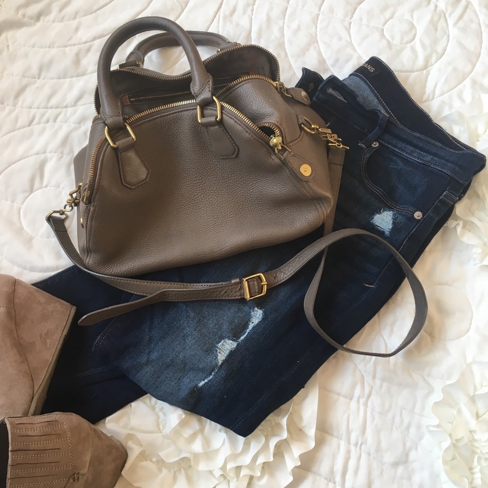 J. Crew leather purse taupe gray color